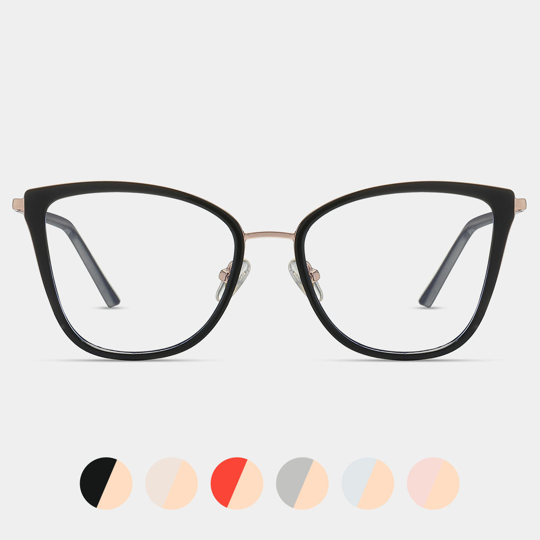 TR90European and American Cat Eye Glasses Frame Metal Spectacle Foot Anti-Blue Light Glasses 87101