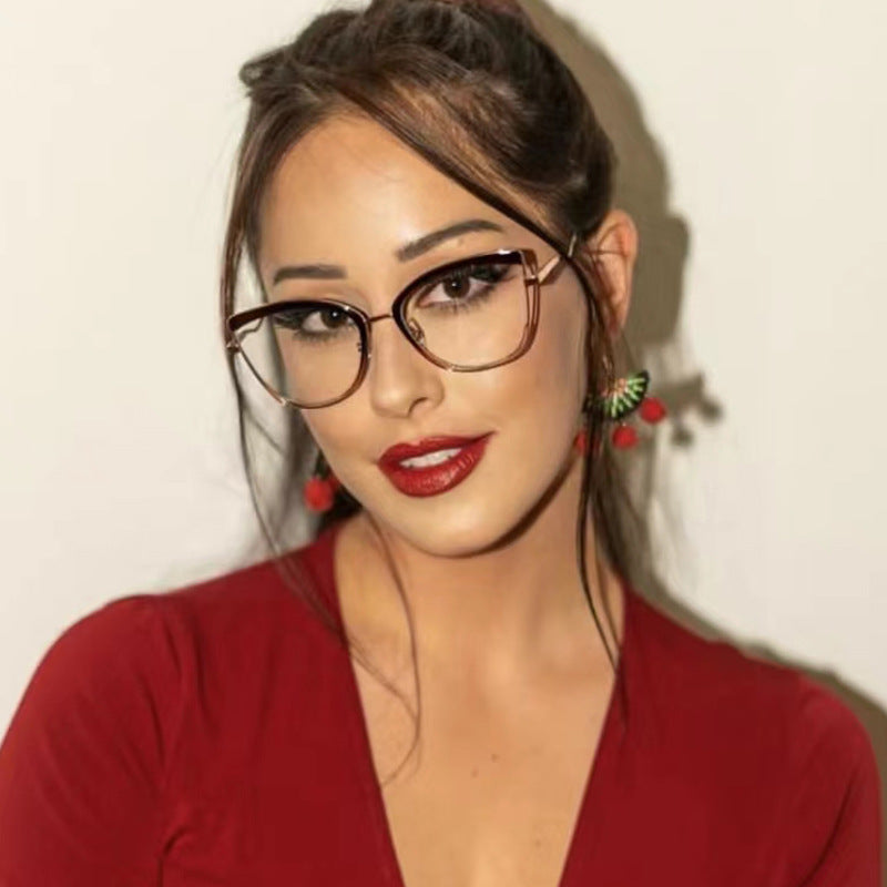 TR90Cat's Eye Metal Optical Frame Color Matching Ultra-Light Full Rim Frame Glasses Frame Anti-Blue Light Glasses 87103