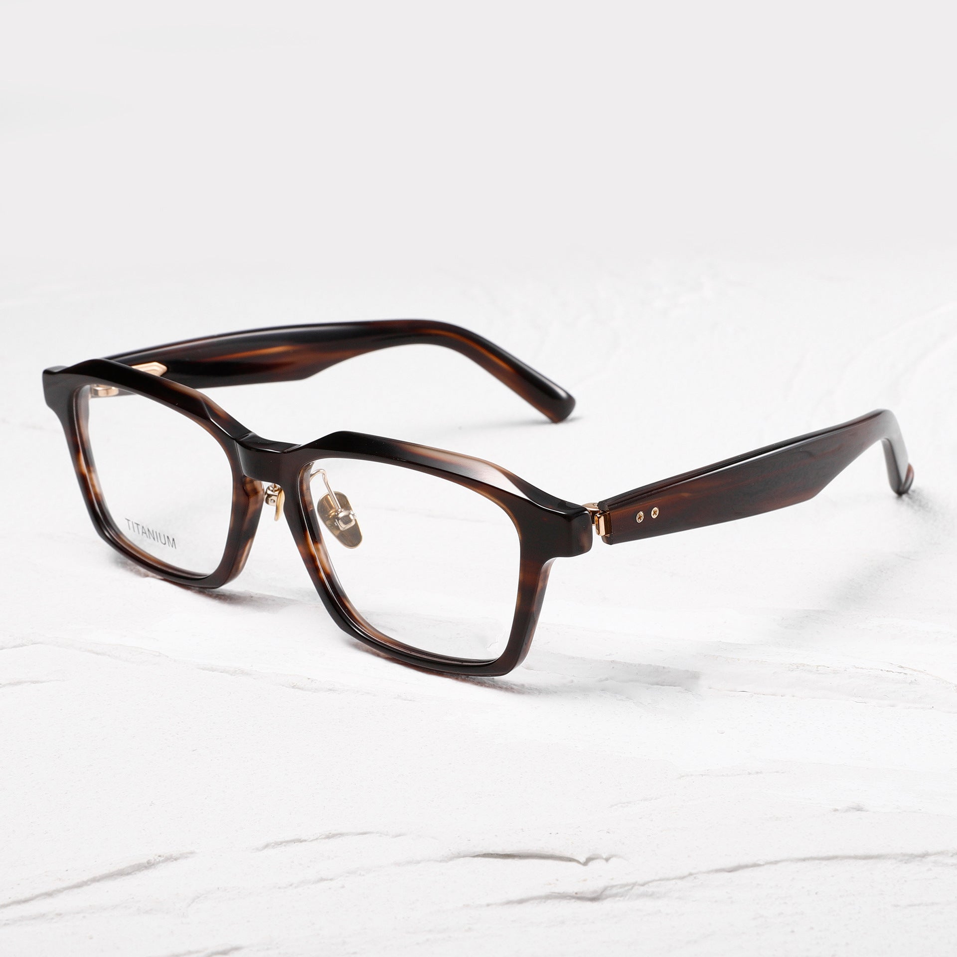 Anti-Slingshot Fashion Big Square Rim Glasses Frame Sheet Metal Eyeglass Frame Pure Titanium
