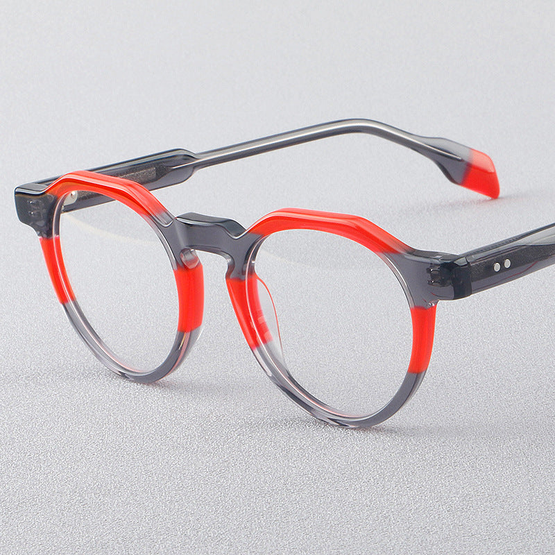 Plate Glasses Small round Rim Patchwork Retro Frame 1142