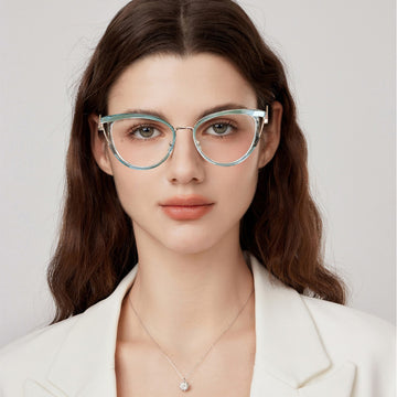 TR90+Metal Leopard-Print Glasses Frame Cat Eye Anti Blue-Ray Glasses Frame Radiation-Resistant Computer Optical Frame 87316