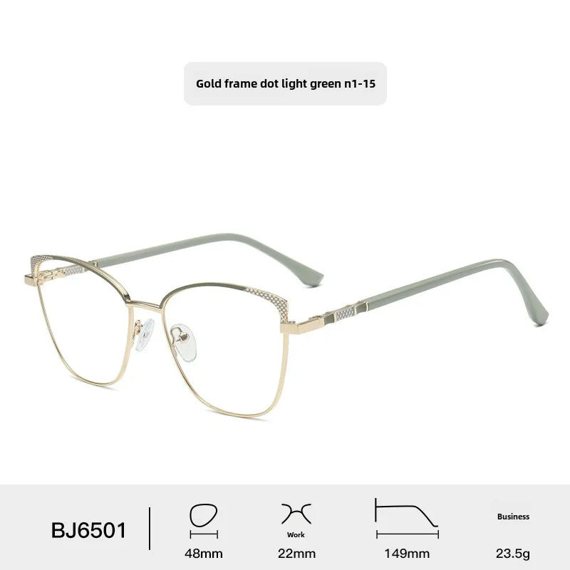Cat Eye Metal Spectacle Frame Men's Personalized Anti-Blue Light Glasses High-Grade Glasses Frame Women