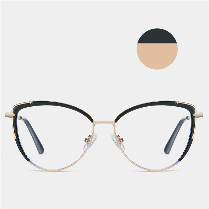 TR90Cat's Eye Metal Optical Frame Ultra-Light Leopard Print Full Rim Frame Metal Optical Frame Anti-Blue Light Glasses 87069