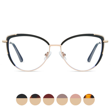 TR90Cat's Eye Metal Optical Frame Ultra-Light Leopard Print Full Rim Frame Metal Optical Frame Anti-Blue Light Glasses 87069