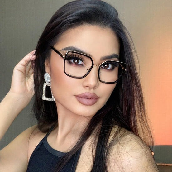 Square-rimmed glasses Glasses Frame Metal Spring Full Rim Frame Glasses Anti-Blue Light Glasses 87091