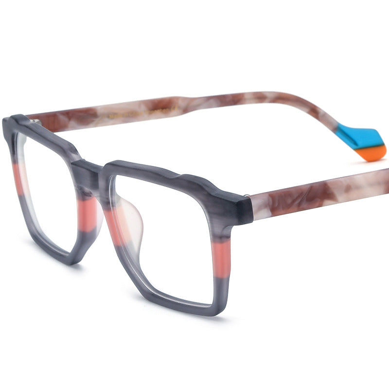 New Multi-Color Frosted Patchwork Square Plate Glasses Frame Men's and Women's Glasses Glasses Anti-Blue Light Glasses Frame