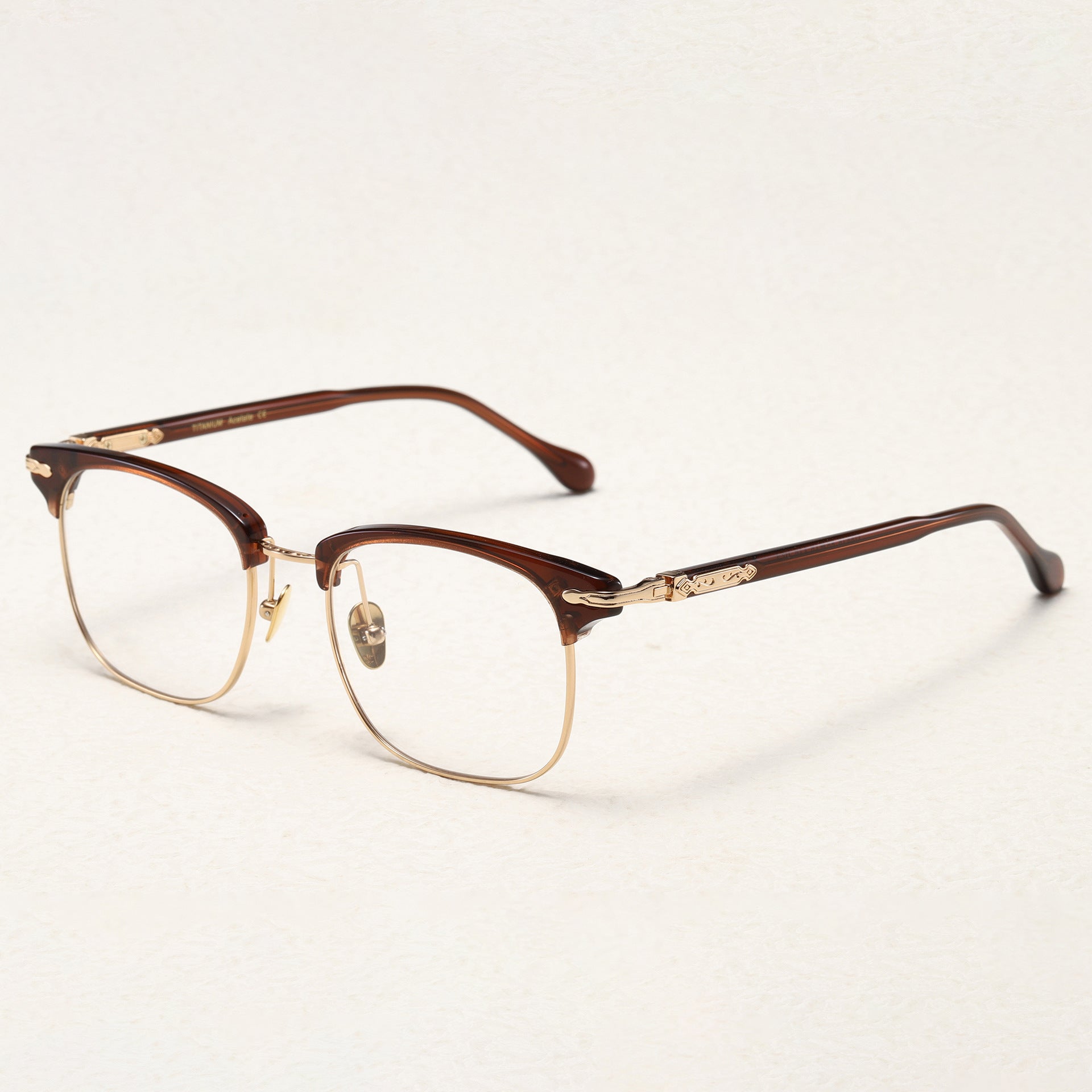 Pure Titanium Handmade Eyebrow Frame Frame Retro New Gold Capsules Sheet Metal Eyeglass Frame M2049