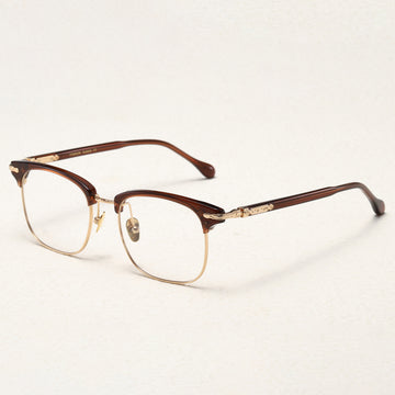 Pure Titanium Handmade Eyebrow Frame Frame Retro New Gold Capsules Sheet Metal Eyeglass Frame M2049