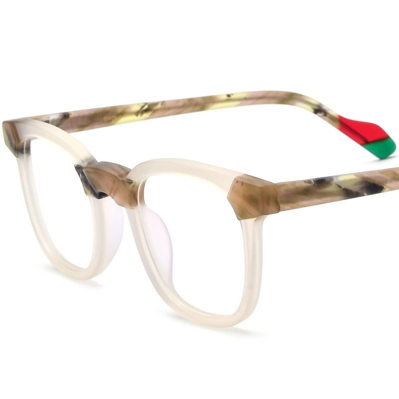 New Multi-Color Patchwork Large Square Frosted Plate Glasses Frame Men's and Women's Same Anti-Blue Light Glasses Frame
