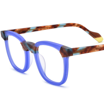 New Multi-Color Patchwork Large Square Frosted Plate Glasses Frame Men's and Women's Same Anti-Blue Light Glasses Frame